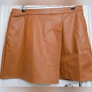 a new day Faux Leather Mini Skirt in Cognac Brown